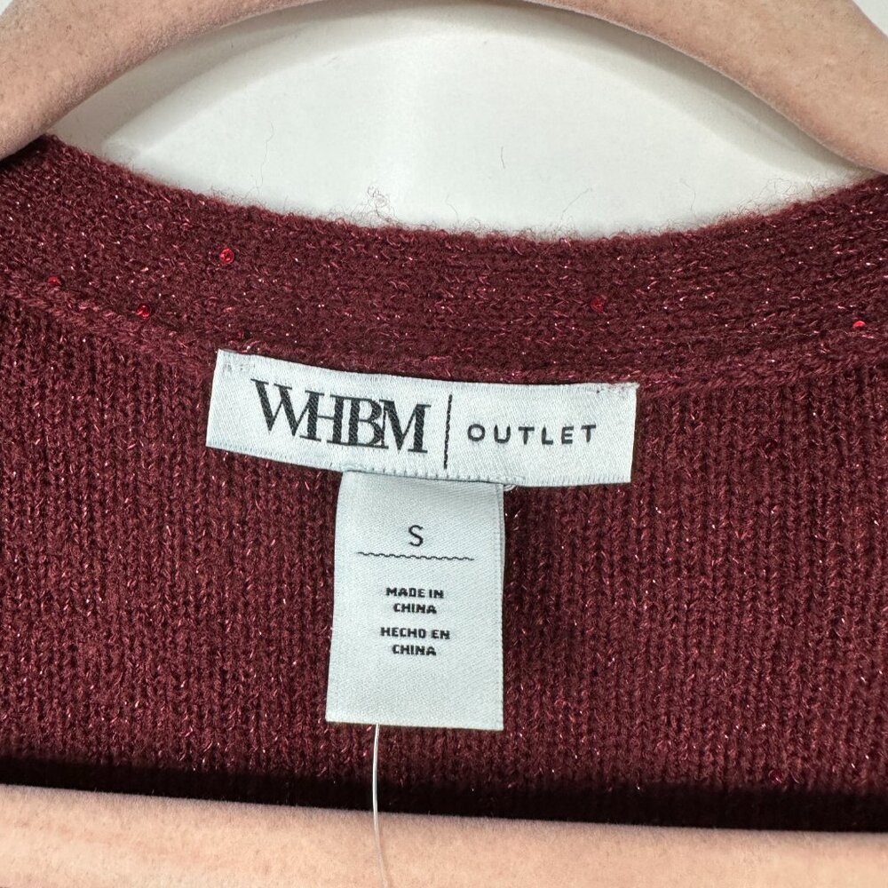 NWT White House Black Market Long Sleeve Sequin Cardigan Zinfandel Small #WHBM14 - Picture 4 of 9